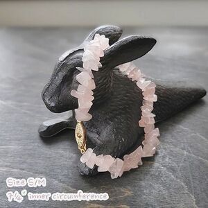 Vtg tumbled rose quartz beaded bracelet